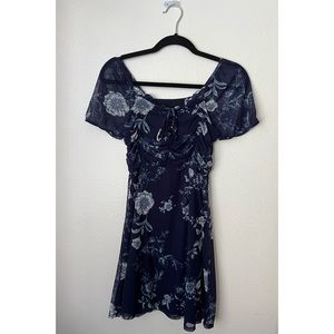 Derek Heart Navy Blue Floral Baby Doll Dress